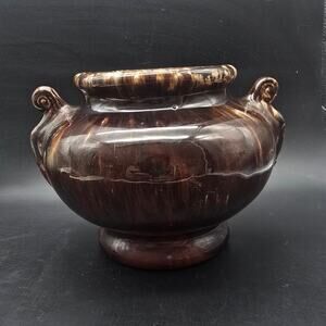Brush McCoy Onyx Glaze Urn Vase Brown Drip Vintage USA Ceramic Pottery